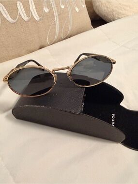 Prada Gold Frame Sunglasses with Black Lenses
